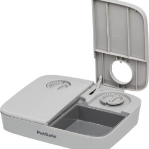 PetSafe 2 Meal Automatic Feeder, Built-in Timers, BPA Free Food Bowl, Suitable for Dry Food,Grey