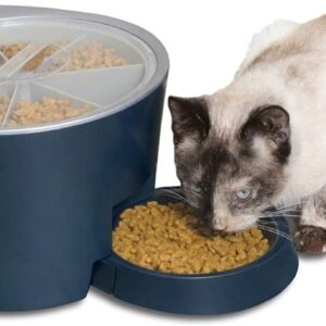 PetSafe 6 Meal Programmable Pet Food Dispenser, Automatic Dog and Cat Feeder - Dry Kibble or Semi-Moist Pet Food, Slow Feed Portion Control (6 Cup/48 Ounce Capacity), Tamper-Resistant, Sleep Mode Blue