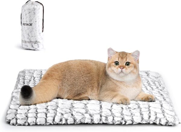 Petace Self Warming Cat Bed, 24" x 18" Ultra Soft Cat Dog Pet Heating Pad for Indoor Outdoor, Non-Slip Heated Cat Mat Thermal Blanket