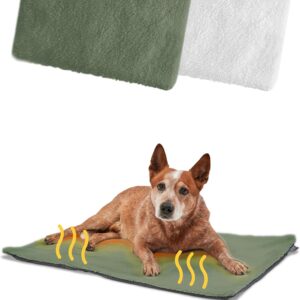 PiuPet® Self Heating Blanket for Dogs I 90x60cm I Dog Blanket without electricity I Dog Mat I Self Heated Cozy Dog Bed I Dog Pet Mat I Heated Dog Blankets Washable | Dog Fleece Blankets (Green)