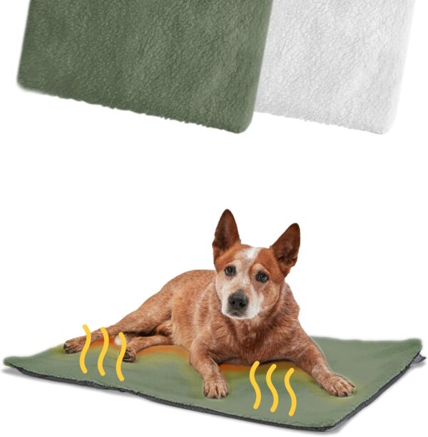 PiuPet® Self Heating Blanket for Dogs I 90x60cm I Dog Blanket without electricity I Dog Mat I Self Heated Cozy Dog Bed I Dog Pet Mat I Heated Dog Blankets Washable | Dog Fleece Blankets (Green)