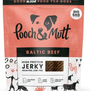 Pooch & Mutt - Meaty Jerky Treats, Grain Free Baltic Beef for Training Reward, Pack of 1x210g