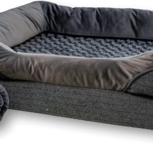 Purple Reef ® Orthopedic Dog Beds - Luxury washable medium dog sofa bed for a calming night's sleep (M) with blanket