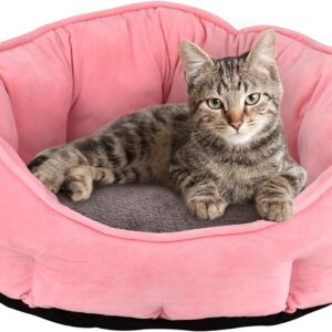 Queta Pet Bed for Cats and Small Medium Dogs Cuddler with Soft Cushion Round Nesting Cave Bed Pet Cat Bed for Cats and Small Dogs, 46 x 46 x 23 cm