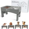 R ROELL Raised Dog Bowl - The Ultimate 3-in-1 Dog Feeding Station! 5 Height Adjustable Dog Bowls With Stand, Non-Spill and Slow Feeder Bowls - The Ideal Raised Dog Bowl For Mess-Free Dining!