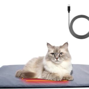 ROADDPMATE Pressure Activated Heated Pet Pad, 5V2A USB Electric Pad with Chew Resistant Cord, Adjustable Temperature, Waterproof & Washable Heated Dog and Cat Bed