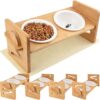 Raised Cat Bowls with Stand Tilted Cat Food Bowl Elevated Ceramic Cat Feeding Station Adjustable for Cats and Puppy