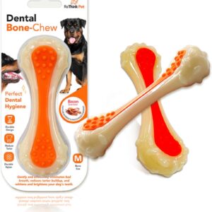 ReThink Pet Dental Bone Chew Pet Toy Medium, Bacon-Scented Durable Dog Toys for Aggressive Chewers