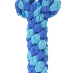 Rosewood Battersea Rope Bone Dental Chew Dog Toy, 6cm x 15cm,Blue