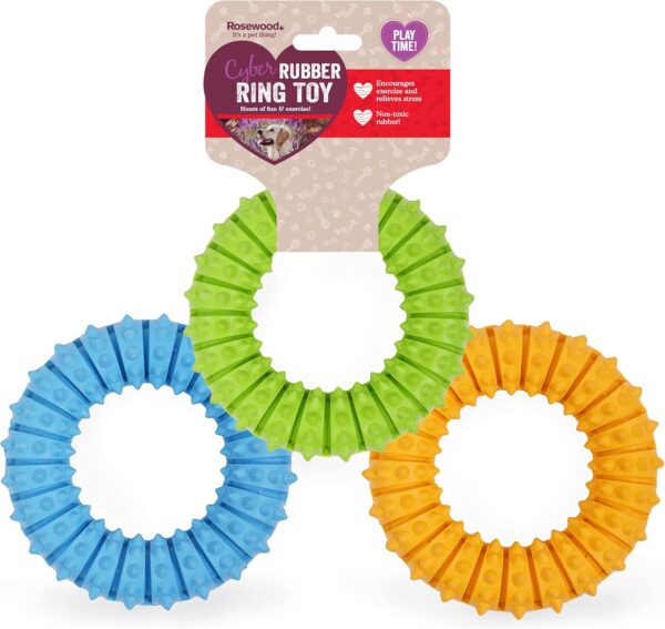 Rosewood Rubber, Tough Chew Resistant, Dental Ring Dog Toy, Assorted Colours