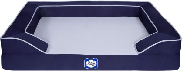 SEALY Lux Pet Dog Bed | Quad Layer Technology with Memory Foam, Orthopedic Foam, and Cooling Energy Gel. Machine Washable Cover. Large, Navy