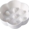 SLSON Cat Slow Feeder Bowl Heavy Duty Ceramic Cat Puzzle Bowl Flower Shaped Design Feeding Dish for Small Pet Kitten Cat Dry and Wet Food,White