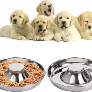 SOUJOY 2 Pack Stainless Steel Puppy Bowls, Pet Slow Feeder Bowls, Non-Skid Dog Food and Water Bowl, Feeding Weaning for Small Medium Large Dogs, Cat, Pets