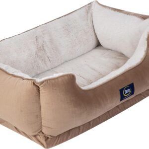 Serta Orthopedic Cuddler Dog Bed for Pets – Desert Sand (Large)