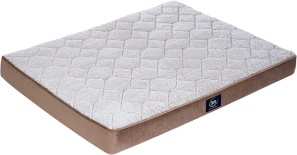 Serta Orthopedic Quilted Pillow Top Dog Bed for Pets – Desert Sand (Large)