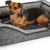 Silentnight Orthopaedic Luxury Pet Dog Cat Bed – Cosy Comfortable Small Dog Puppy Bed Sofa with Machine Washable Removable Cover, Contoured Foam Support and Non-Slip Base – Grey, Small