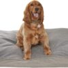 Sleepdown Chunky Plush Quilted Dog Cat Pet Matress with Removable Sherpa Cover, Durable, Scratch Proof, Anti Slip Bottom- Medium (80cm x 60cm x 11cm) - Silver