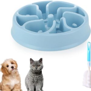 Slow Feeder Dog Bowl, 20.5cm Dog Food Bowl, Dog Slow Feeder Bowl, Dog Bowls to Slow Down Eating, Small Dog Anti-Shallow Anti Gulp Maze Puzzle Feeder for Dogs & Cats (Blue)