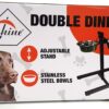 Stainless Steel Double Pet Dog Bowls Adjustable Height Stand Feeding Station - Bowl -17 cm, Stand Height - 28 cm