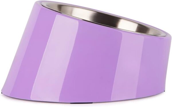 Super Design Mess Free 15° Slope Bowl for Dogs and Cats, Tilted Angle Bulldog Bowl Pet Feeder, Non-skid & Non-spill, Easier to Reach Food M/1.5 Cup Purple
