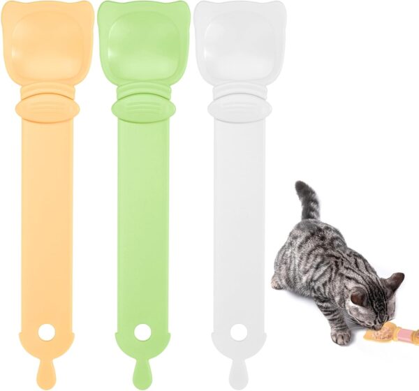 TXPZOH Cat Strip Happy Spoon 3 PCS Multi Functional Pet Spoons Cat Feeder Cat Strip Squeeze Spoon, Cat Treat Feeding Spoon Cat Food Spoon for Wet Food Liquid Snacks Water