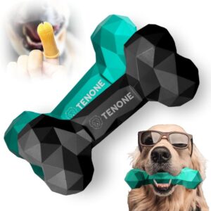 Tenone 2 PACK Indestructible Dog Chew Toy for Aggressive Chewers, Long Lasting Natural Tough toy for Boredom and Interactive Play, For Medium/Large Dogs Boredom, Dental Health, Black Turquoise