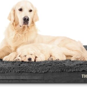 The Dog’s Bed Orthopaedic Dog Bed XL Grey Fur, Waterproof Memory Foam Dog Bed