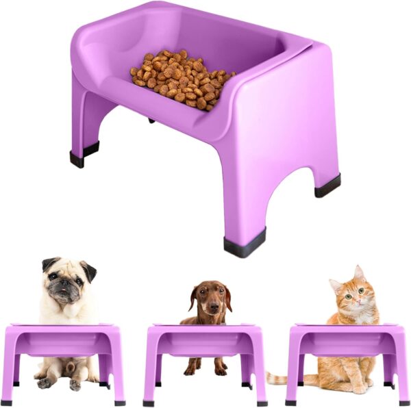 The Fluff Trough Elevated Dog and Cat Bowl Feeding System with Silicone Bowl for Small to Medium Pets - Vet Approved, Food Safe, Non-Toxic, Dishwasher Safe, Perfect for Flat-Faced Pets, Purple