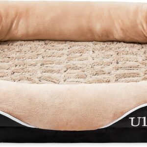 Ultra Large Black and Brown Memory Foam Dog Bed Orthopaedic Dog Beds Ideal Dog Cushion for Crates Machine Washable Cover Luxury Soft Snuggly Couch Bed Orthopedic Dog Beds Mattress Sofa Plush Fleece