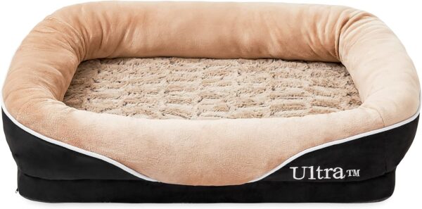 Ultra Medium Black and Brown Memory Foam Dog Bed Orthopaedic Dog Beds Ideal Dog Cushion for Crates Machine Washable Cover Luxury Soft Snuggly Couch Bed Orthopedic Dog Beds Mattress Sofa Plush Fleece