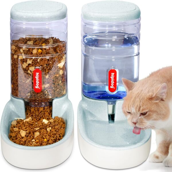 UniqueFit Pets Cats Dogs Automatic Waterer and Food Feeder 3.8 L with 1* Water Dispenser and 1 * Pet Automatic Feeder (Gray)