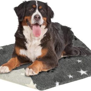 Vetbed Non-Slip Large Dog Bed – Dark Grey With Stars 100cm x 150cm – Machine Washable, Warm Dog & Puppy Vet Bed – Crate Mat Ideal for Whelping – Non-Allergenic, Non-Toxic Cat & Dog Bedding by Petlife