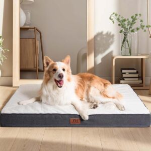 WESTERN HOME Dog Beds Large Sized Dog, Waterproof Orthopedic XXL Dog Bed with Washable Removable Cover, Egg Foam Pet Bed Mat for Crate, 47 inch, Dark Grey