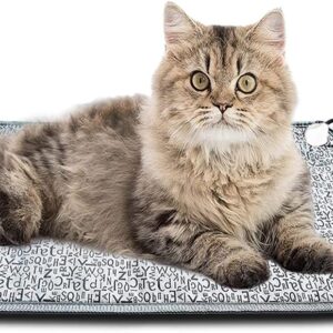 WOWOHA Pet Heating Pad for Cats Electric Heated Bed Mat for Kitty Waterproof Cat Warming Pad Outdoor Pet Heated Pad (Letter)