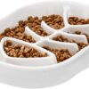 White Ceramic Slow Feeder Dog Bowls Cat Bowl -Ceramic Fun Interactive Feeder Bloat Stop Cat Bowl Preventing Feeder Anti Gulping Healthy Eating Diet Pet Bowls Against Bloat, Indigestion and Obesity