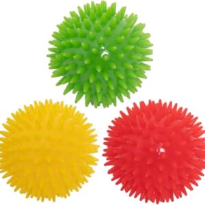 Widdle Gifts Rubber Dog Toy Dental Chew Toy Bright Colours - 3 Pack Balls (Red Yellow Green)