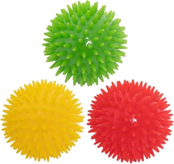 Widdle Gifts Rubber Dog Toy Dental Chew Toy Bright Colours - 3 Pack Balls (Red Yellow Green)