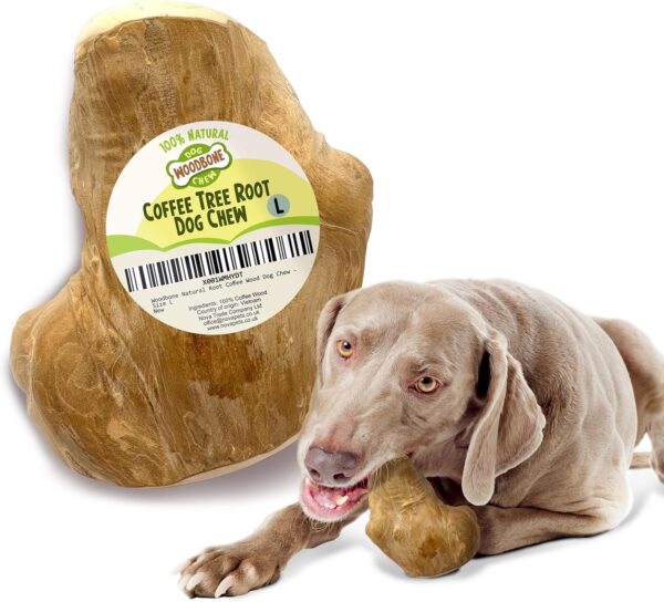 Woodbone Coffee Tree Root Dog Chew for Large Dogs - Natural Wood Dental Chewing Toy - Size L