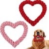 XIHIRCD 2pcs Valentine's Day Dog Chew Rope, Heart Shape Pet Chew Toy Valentine Pet Teeth Toy Calm Down Toy for Puppies (Pink & Red)