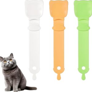 XIHIRCD 3pcs Cat Strip Feeder, Cat Strip Squeeze Can Spoon Cat Claw Shaped Cat Wet Treat Dispenser Convenient Cat Bar Squeezer Tool for Liquid Snack Puree Feeding Food Storage Pet Supplies