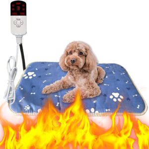 XUBX Pet Heat Pad, 75×45cm Electric Dog Heat Pad, Pet Heating Pad with 9 Adjustable Temperature and Adjustable Timer, Safety Waterproof Heated Pad Mat with Chew Resistant Cord