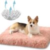 YAGE Dog Bed Washable - Memory Foam Orthopedic Dog Bed and Mattress Mat for Dog Crate Long Plush Dog Bed Ultra Soft Bed Flannel Calming Dog Bed for Anxiety Dogs (M-75x50x6cm, Pink)