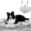 YAGE Large Dog Bed Washable - Memory Foam Orthopedic Dog Bed and Mattress Mat for Dog Crate Long Plush Dog Bed Ultra Soft Bed Flannel Calming Dog Bed for Anxiety Dogs (L-90x70x10cm, Grey)