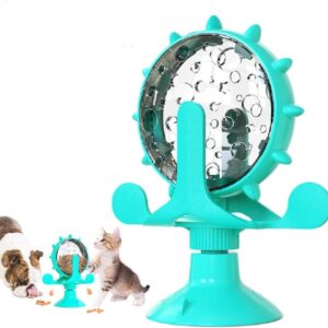 YATOSEEN Interactive Cat Toy, Treat Dispensing Feeder Toy Cat Dog Slow Feeder Windmill Turntable Teasing Dispenser Dog Toys with Suction Cup Puppy Slow Feeder Toy Pet Puzzle Feeder Toy Cat Treat Toys