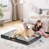 YITAHOME Orthopedic Dog Beds Extra Large Mattress with Removable Washable Cover and Blanket for Crate,Grey,91x69x7.5cm