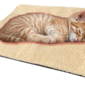 YUDANSI Non Slip Self Heating Pet Pad,No Electric Self Pet Heat Calming Cat Blanket,Soft Bed Warming Mat Ideal for Indoor Outdoor Kitten Puppy Cats Dogs in Cold Winter 60 cm X 45 cm (Brown beige)