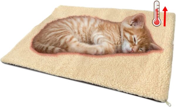 YUDANSI Non Slip Self Heating Pet Pad,No Electric Self Pet Heat Calming Cat Blanket,Soft Bed Warming Mat Ideal for Indoor Outdoor Kitten Puppy Cats Dogs in Cold Winter 60 cm X 45 cm (Brown beige)