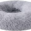 Zhoothyomiru Cat Bed Plush Donut Pet Bed Round Warm Cuddler Kennel Soft Puppy Sofa Nest Warm Soft Plush Comfortable ((Light Gray S/37CM) for 2.5KG Pet