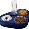 auvstar 3 in 1 Double Cat Bowls,Stainless Steel Cat Food Bowl with Stand,Cat Feeding Bowl,Detachable Pet Food Bowl for Cats and Dogs,Automatic Water Storage Water Bowl (blue)