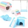 churuso Small Pet Toy Bulk 5PCS With Swing Seesaw Birdcage Grinding Climbing House Toy Small Animal Cage Playground Pet Supplies Hamster Play Toy Set